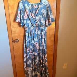 Baltic Born Sicily Blue Floral Maxi Dres